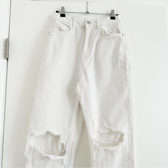 Zara Z1975 Ripped Mom Jeans in White Size US 4 - Picture 3 of 9